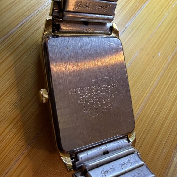 Vintage Citizen Sierra Springs 1980s Tank Watch Gold/Black 6031-K02627 CKW, 25mm - Picture 4 of 4